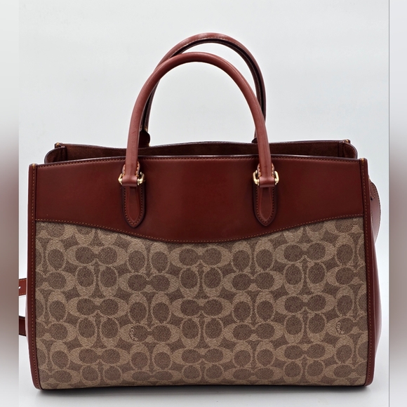 Coach Brooke Carryall In Signature Canvas Leather Tan Rust W/ Wallet - Picture 3 of 16